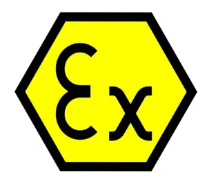 attenzione pericolo esplosioni in un impianto atex